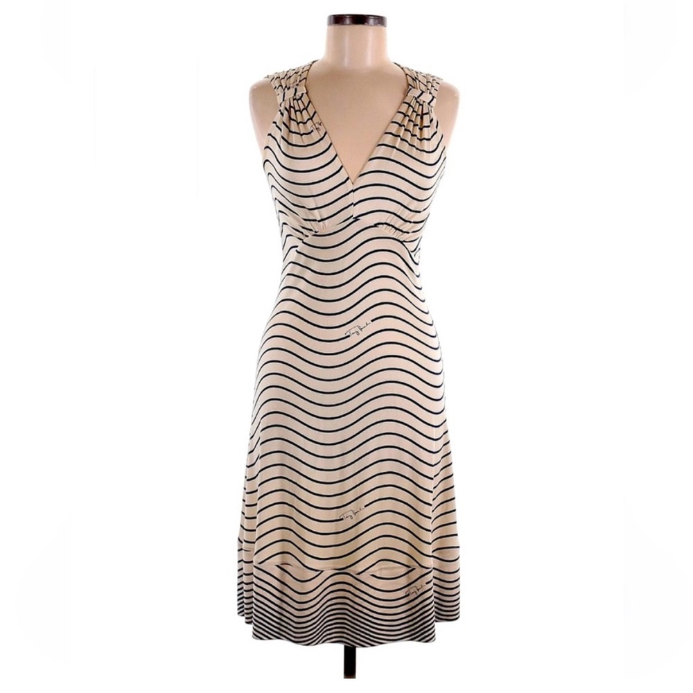 Tory Burch Silk 100% A-line Plunge Sleeveless Midi Sullivan Casual Dress sz XS